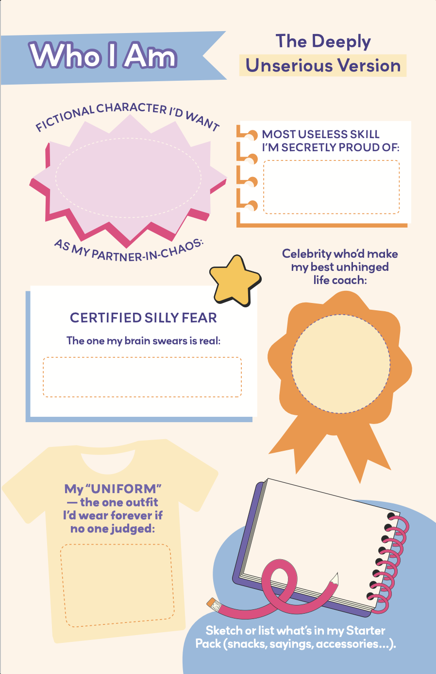 Sample My Brain Rot Diary page spread showing monthly vibes snapshot